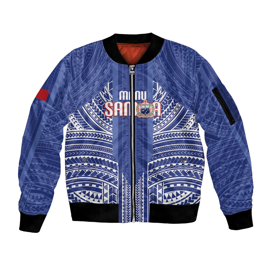 Custom Manu Samoa Rugby 2026 Sleeve Zip Bomber Jacket Samoan Pattern