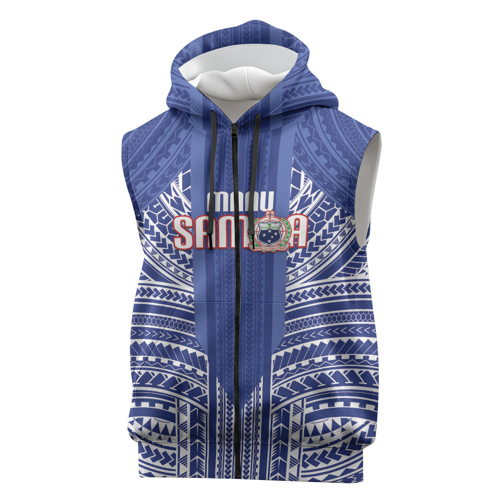 Custom Manu Samoa Rugby 2026 Sleeveless Zip Hoodie Samoan Pattern