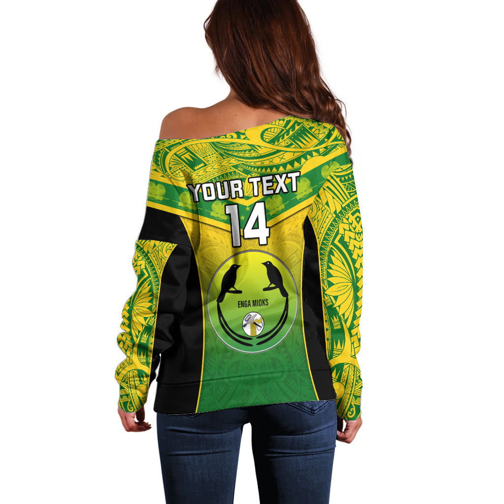 Custom Papua New Guinea Rugby Off Shoulder Sweater Enga Mioks PNG Polynesian Pattern LT14 - Polynesian Pride