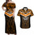 Papua New Guinea Rugby Couples Matching Off Shoulder Maxi Dress and Hawaiian Shirt Lae Snax Tigers PNG Polynesian Pattern LT14 Orange - Polynesian Pride