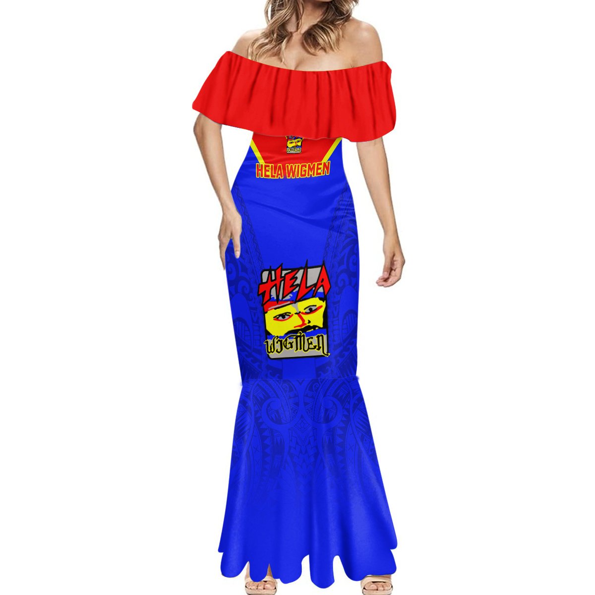 Papua New Guinea Rugby Mermaid Dress Hela Wigmen PNG Polynesian Pattern LT14 - Polynesian Pride