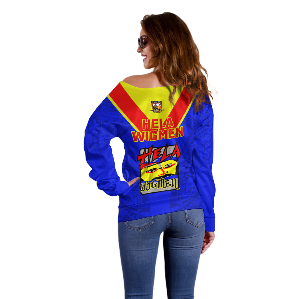 Papua New Guinea Rugby Off Shoulder Sweater Hela Wigmen PNG Polynesian Pattern LT14 - Polynesian Pride
