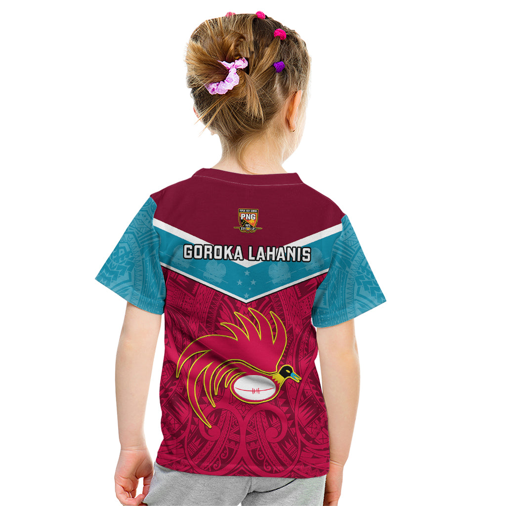 Papua New Guinea Rugby Kid T Shirt Goroka Lahanis PNG Polynesian Pattern LT14 - Polynesian Pride