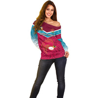 Papua New Guinea Rugby Off Shoulder Sweater Goroka Lahanis PNG Polynesian Pattern LT14 - Polynesian Pride