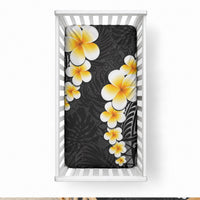 Black Tropical Plumeria With Galaxy Polynesian Art Baby Bed Cover