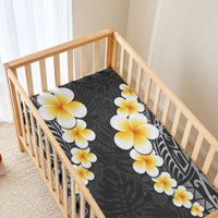Black Tropical Plumeria With Galaxy Polynesian Art Baby Bed Cover