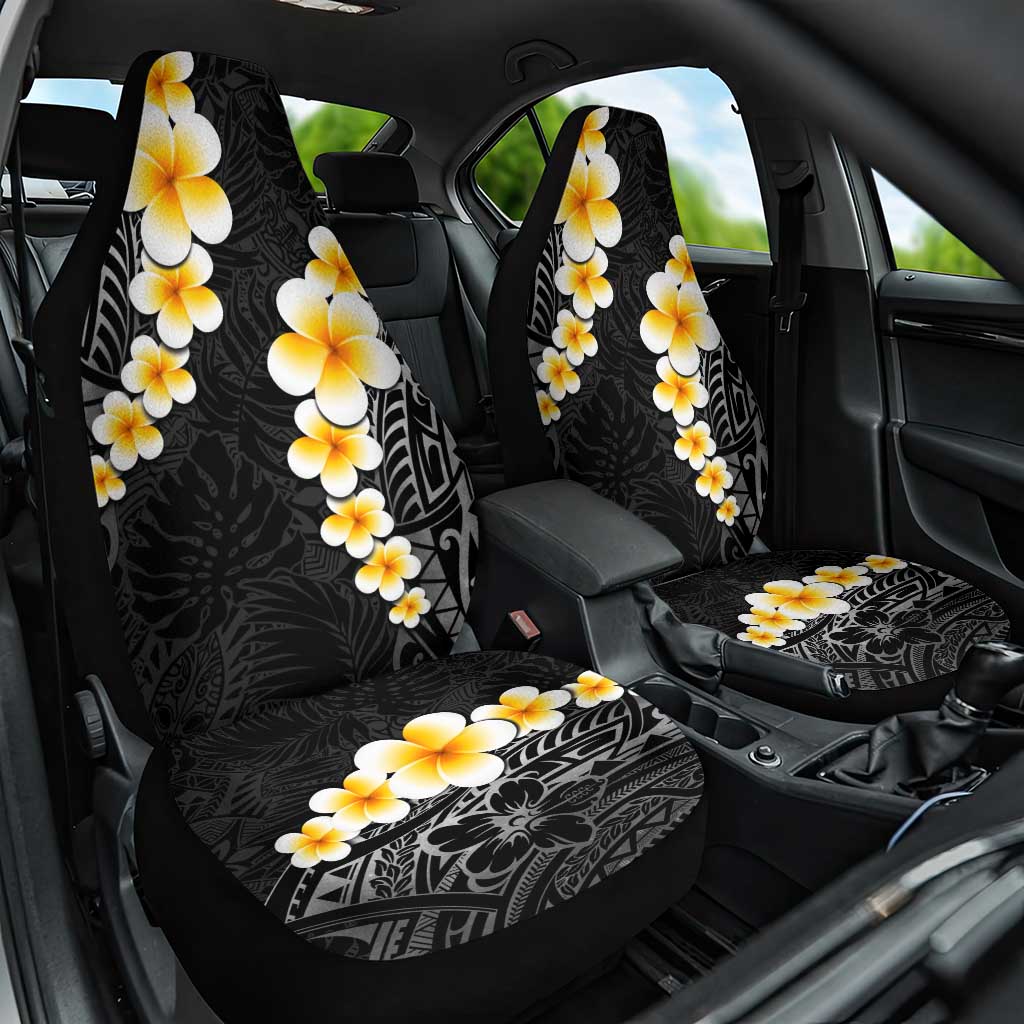 Black Tropical Plumeria With Galaxy Polynesian Art Car Seat Cover LT14 One Size Black - Polynesian Pride