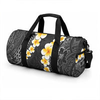 Black Tropical Plumeria With Galaxy Polynesian Art Duffle Bag