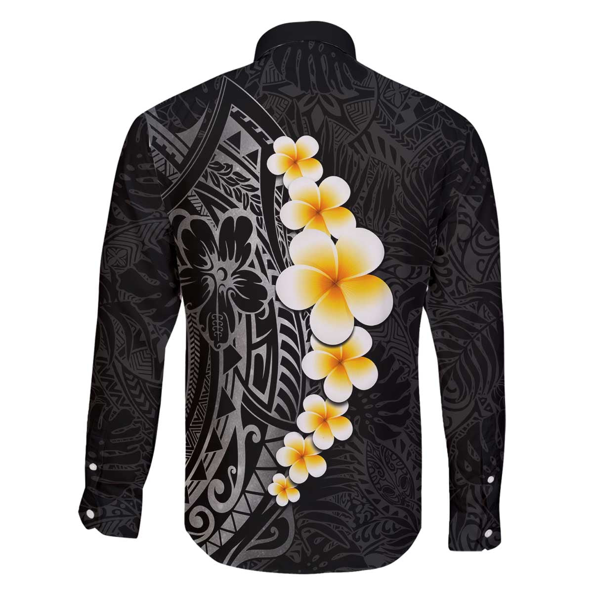 Black Tropical Plumeria With Galaxy Polynesian Art Family Matching Off Shoulder Short Dress and Hawaiian Shirt LT14 - Polynesian Pride