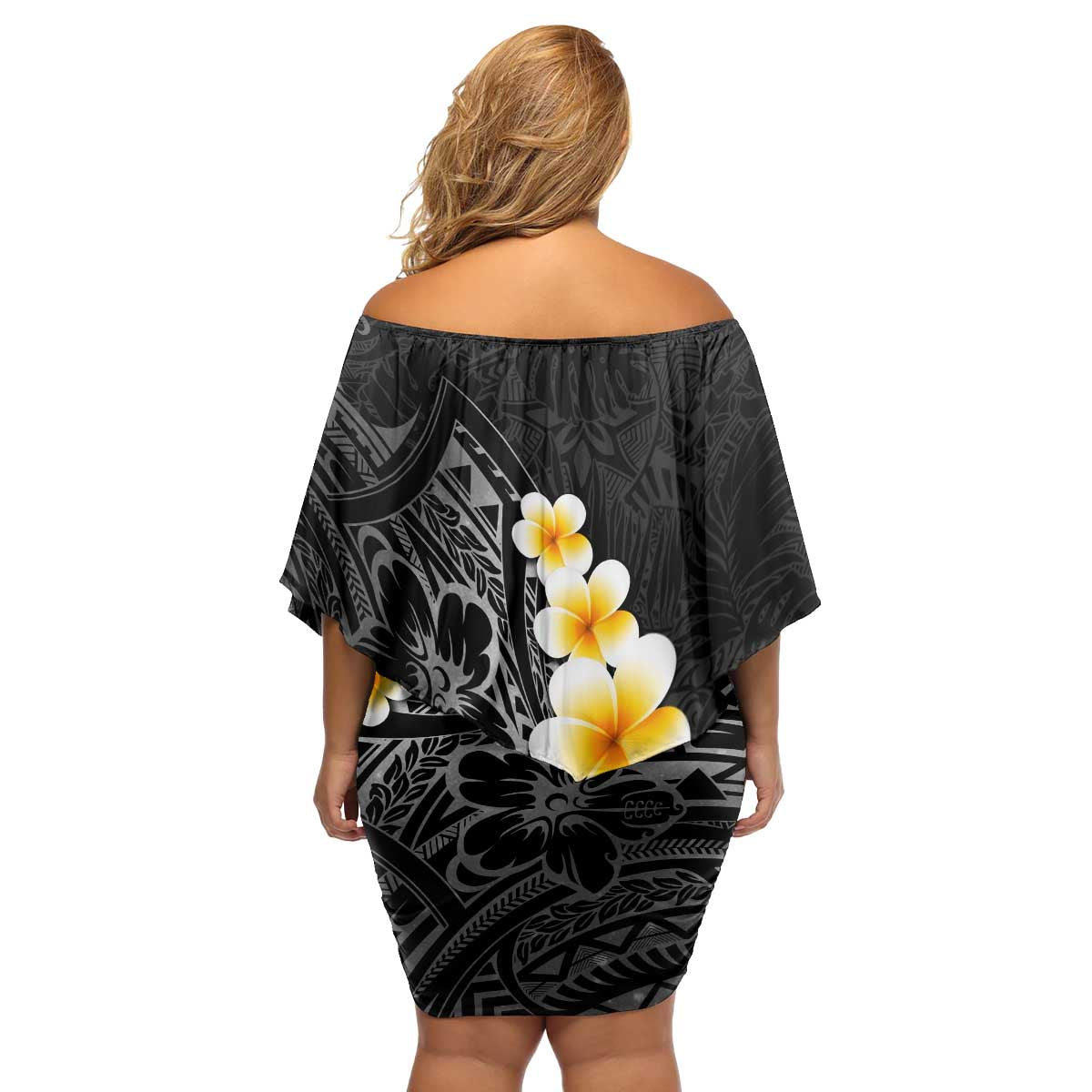 Black Tropical Plumeria With Galaxy Polynesian Art Family Matching Off Shoulder Short Dress and Hawaiian Shirt LT14 - Polynesian Pride