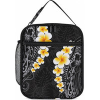 Black Tropical Plumeria With Galaxy Polynesian Art Lunch Bag