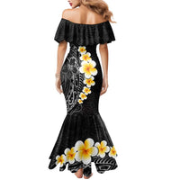 Black Tropical Plumeria With Galaxy Polynesian Art Mermaid Dress LT14 - Polynesian Pride