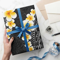 Black Polynesia Wrapping Paper Plumeria Tropical Leaves With Galaxy Polynesian Art