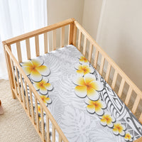 White Tropical Plumeria With Galaxy Polynesian Art Baby Bed Cover