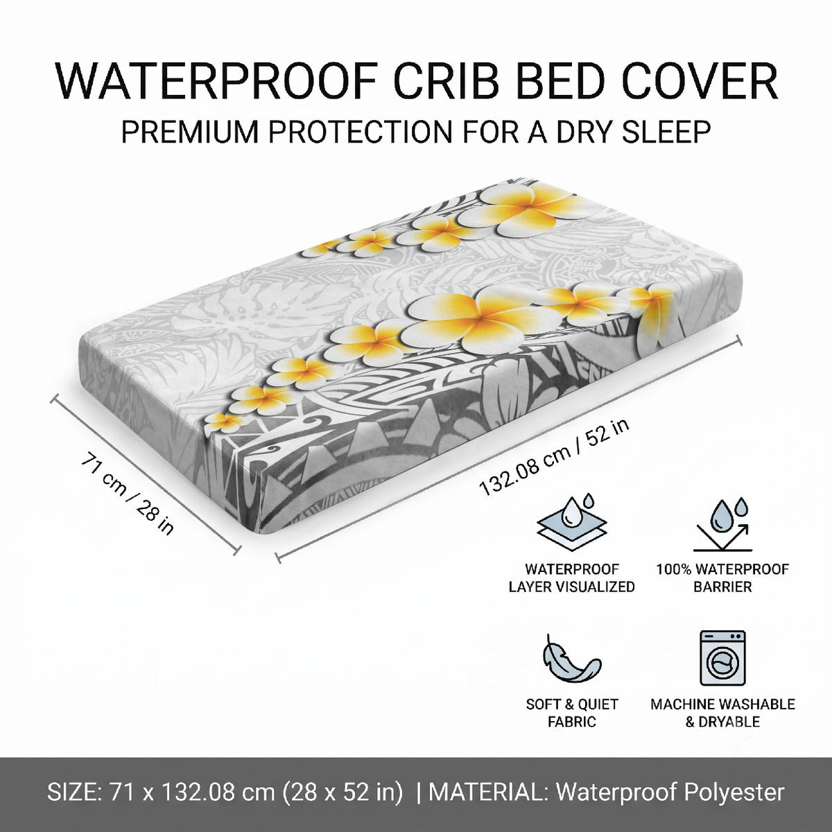 White Tropical Plumeria With Galaxy Polynesian Art Baby Bed Cover