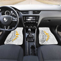 White Tropical Plumeria With Galaxy Polynesian Art Car Mats