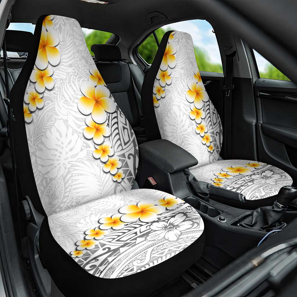 White Tropical Plumeria With Galaxy Polynesian Art Car Seat Cover LT14 One Size White - Polynesian Pride