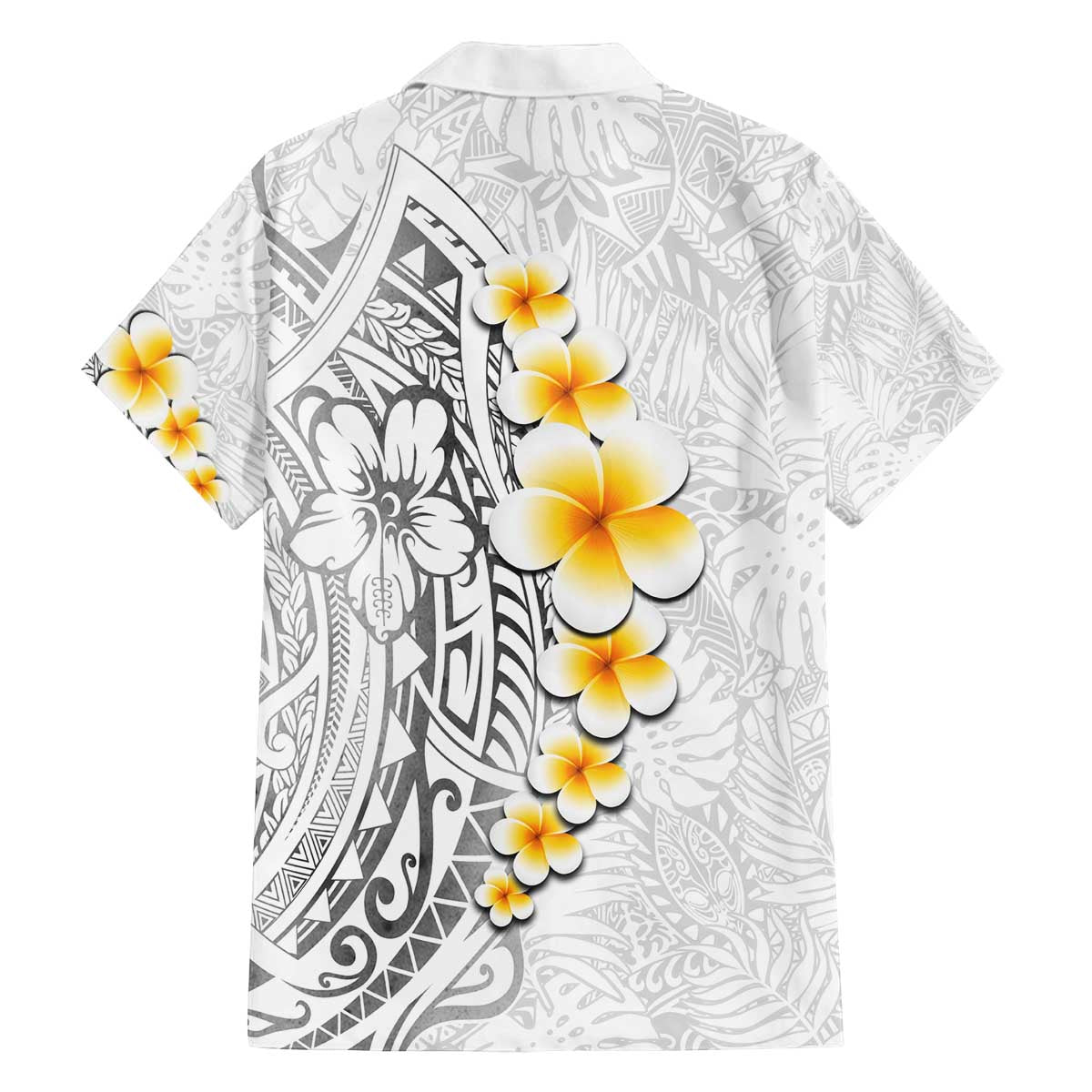 White Tropical Plumeria With Galaxy Polynesian Art Family Matching Off The Shoulder Long Sleeve Dress and Hawaiian Shirt LT14 - Polynesian Pride