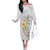 White Tropical Plumeria With Galaxy Polynesian Art Family Matching Off The Shoulder Long Sleeve Dress and Hawaiian Shirt