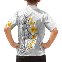 White Tropical Plumeria With Galaxy Polynesian Art Family Matching Tank Maxi Dress and Hawaiian Shirt LT14 - Polynesian Pride