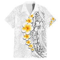 White Tropical Plumeria With Galaxy Polynesian Art Family Matching Tank Maxi Dress and Hawaiian Shirt LT14 Dad's Shirt - Short Sleeve White - Polynesian Pride