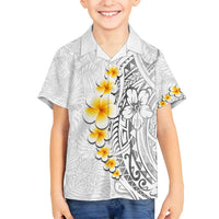 White Tropical Plumeria With Galaxy Polynesian Art Family Matching Tank Maxi Dress and Hawaiian Shirt LT14 Son's Shirt White - Polynesian Pride