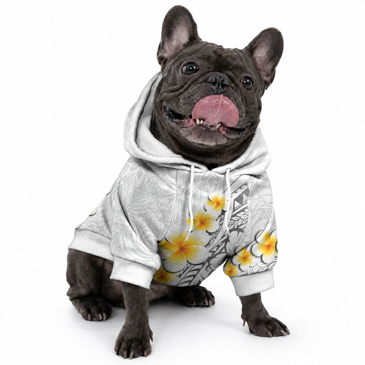 White Tropical Plumeria With Galaxy Polynesian Art Pet Hoodie LT14 - Polynesian Pride