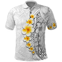 White Tropical Plumeria With Galaxy Polynesian Art Polo Shirt