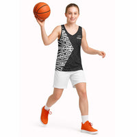 New Zealand Silver Fern Rugby Custom Basketball Jersey Maori Koru Go Black Fern - Polynesian Pride