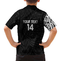 New Zealand Silver Fern Rugby Custom Family Matching Off Shoulder Maxi Dress and Hawaiian Shirt Maori Koru Go Black Fern LT14 - Polynesian Pride