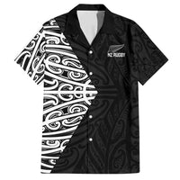 New Zealand Silver Fern Rugby Custom Family Matching Off Shoulder Maxi Dress and Hawaiian Shirt Maori Koru Go Black Fern LT14 Dad's Shirt - Short Sleeve Black - Polynesian Pride