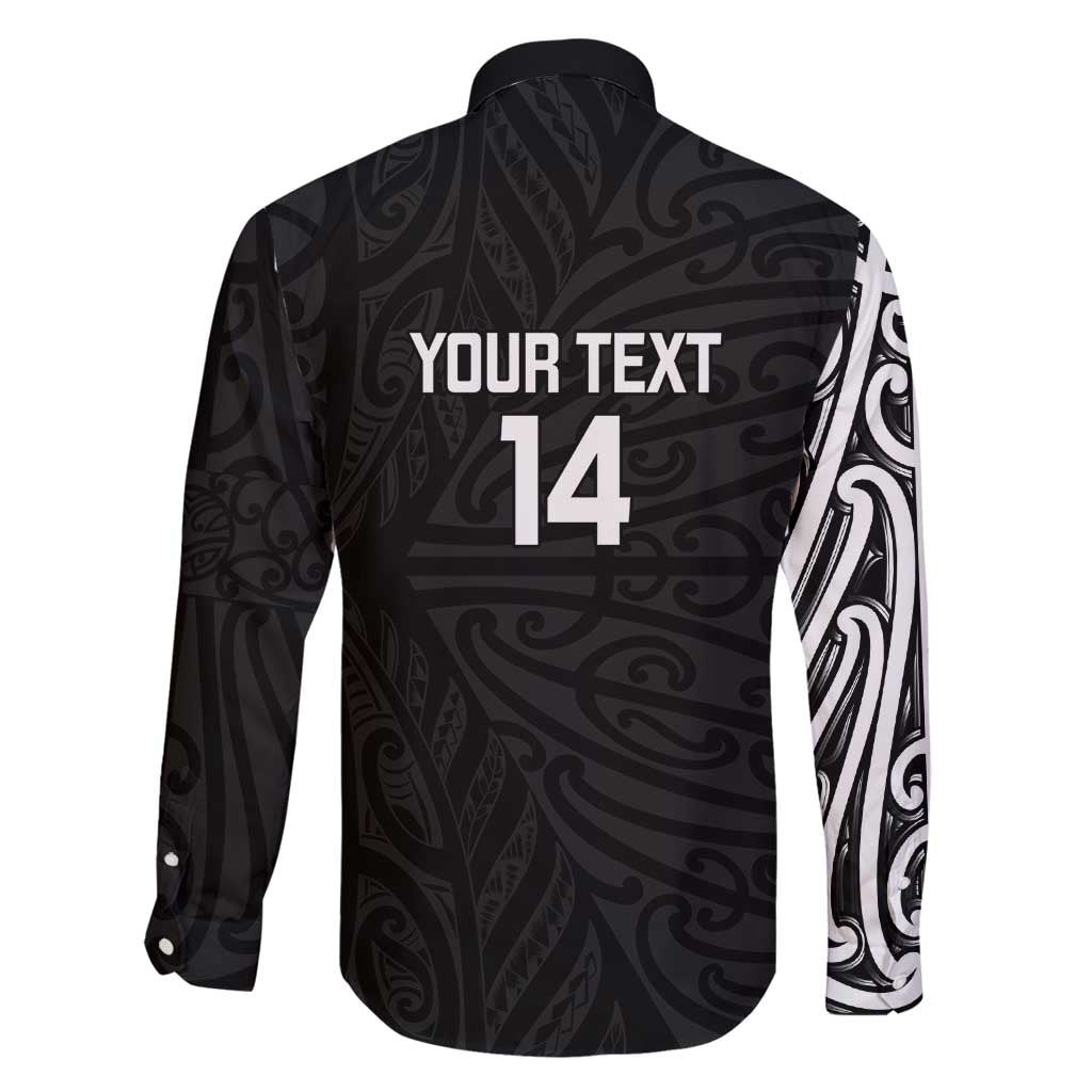 New Zealand Silver Fern Rugby Custom Family Matching Off Shoulder Maxi Dress and Hawaiian Shirt Maori Koru Go Black Fern LT14 - Polynesian Pride