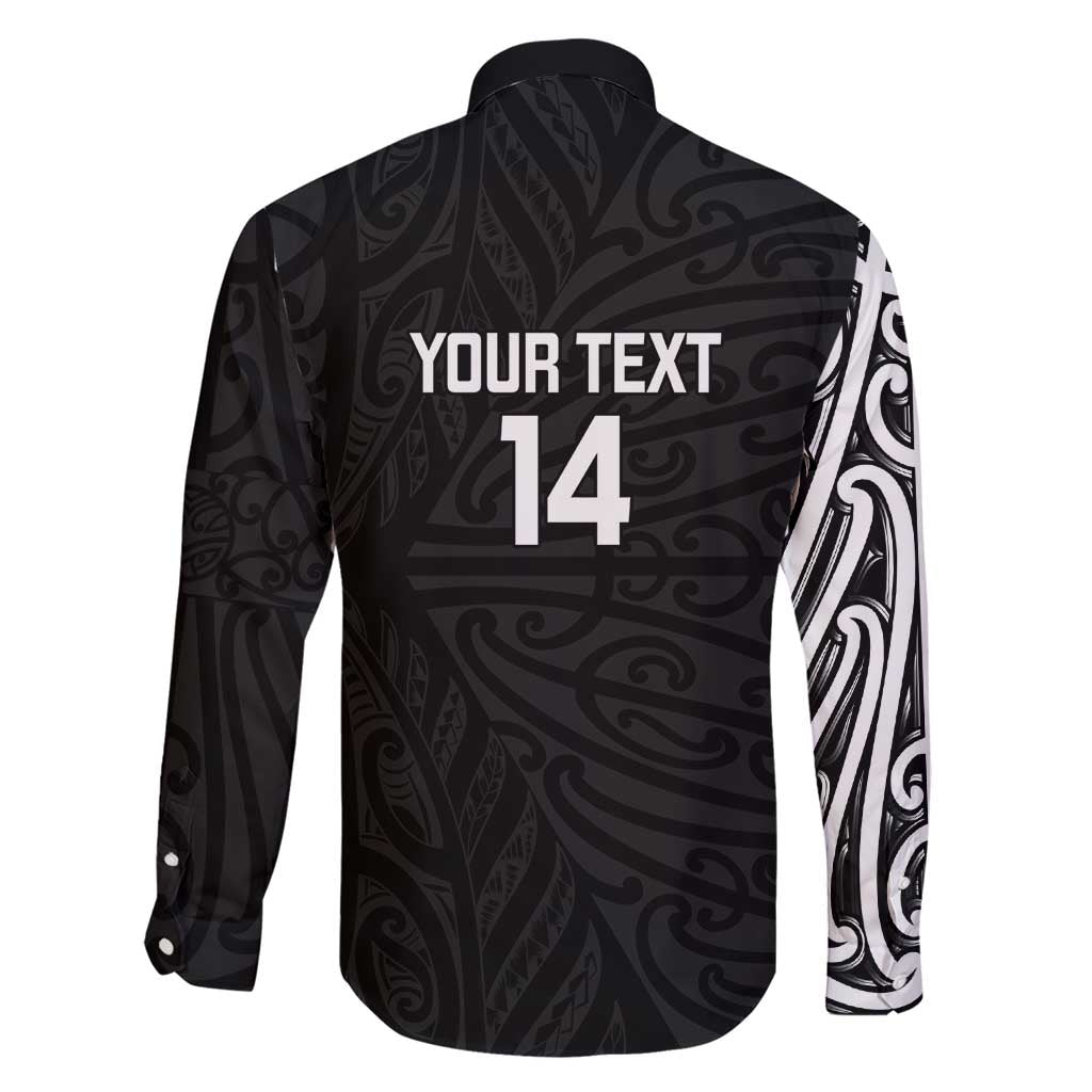 New Zealand Silver Fern Rugby Custom Family Matching Short Sleeve Bodycon Dress and Hawaiian Shirt Maori Koru Go Black Fern LT14 - Polynesian Pride