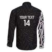 New Zealand Silver Fern Rugby Custom Family Matching Short Sleeve Bodycon Dress and Hawaiian Shirt Maori Koru Go Black Fern LT14 - Polynesian Pride