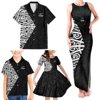 New Zealand Silver Fern Rugby Custom Family Matching Tank Maxi Dress and Hawaiian Shirt Maori Koru Go Black Fern LT14 - Polynesian Pride