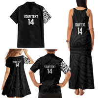 New Zealand Silver Fern Rugby Custom Family Matching Tank Maxi Dress and Hawaiian Shirt Maori Koru Go Black Fern LT14 - Polynesian Pride