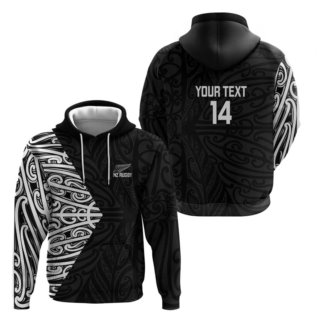 New Zealand Silver Fern Rugby Custom Hoodie Maori Koru Go Black Fern - Polynesian Pride