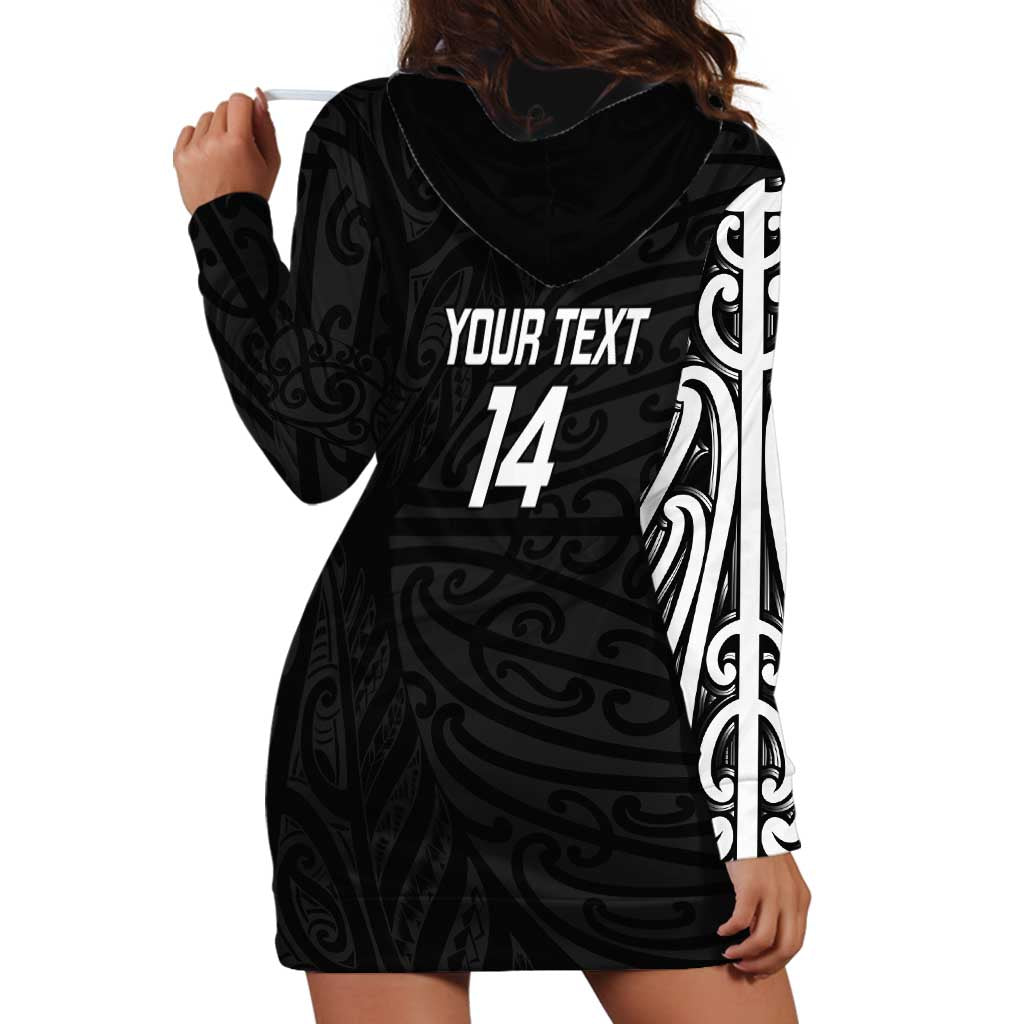 New Zealand Silver Fern Rugby Hoodie Dress - Maori Koru Go Black Fern LT14 - Polynesian Pride