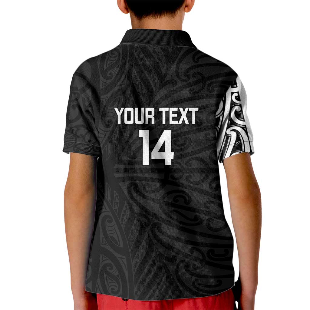 New Zealand Silver Fern Rugby Custom Kid Polo Shirt Maori Koru Go Black Fern LT14 - Polynesian Pride