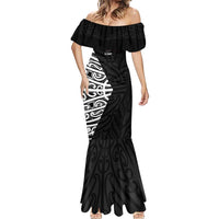 New Zealand Silver Fern Rugby Custom Mermaid Dress Maori Koru Go Black Fern LT14 - Polynesian Pride
