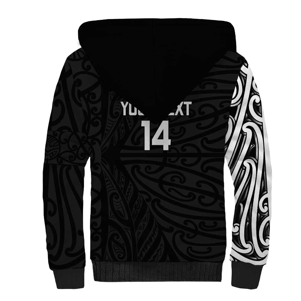 New Zealand Silver Fern Rugby Custom Sherpa Hoodie Maori Koru Go Black Fern LT14 - Polynesian Pride