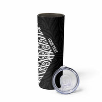 New Zealand Silver Fern Rugby Custom Skinny Tumbler Maori Koru Go Black Fern LT14 - Polynesian Pride