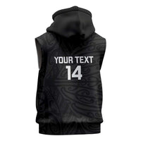 New Zealand Silver Fern Rugby Custom Sleeveless Hoodie Maori Koru Go Black Fern LT14 - Polynesian Pride