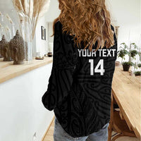 New Zealand Silver Fern Rugby Custom Women Casual Shirt Maori Koru Go Black Fern LT14 - Polynesian Pride