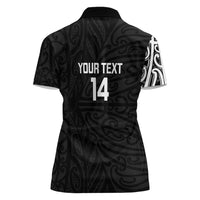 New Zealand Silver Fern Rugby Custom Women Polo Shirt Maori Koru Go Black Fern LT14 - Polynesian Pride