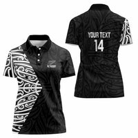 New Zealand Silver Fern Rugby Custom Women Polo Shirt Maori Koru Go Black Fern LT14 - Polynesian Pride