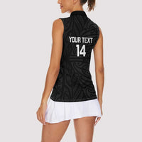 New Zealand Silver Fern Rugby Custom Women Sleeveless Polo Shirt Maori Koru Go Black Fern LT14 - Polynesian Pride