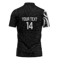 New Zealand Silver Fern Rugby Custom Zipper Polo Shirt Maori Koru Go Black Fern LT14 - Polynesian Pride