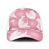 Pink Aloha Hawaii Baseball Net Cap Monstera Hibiscus Plumeria Seamless Vibes - Polynesian Pride