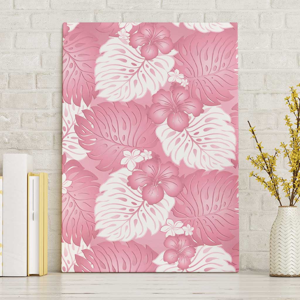 Pink Aloha Hawaii Canvas Wall Art Monstera Hibiscus Plumeria Seamless Vibes - Polynesian Pride